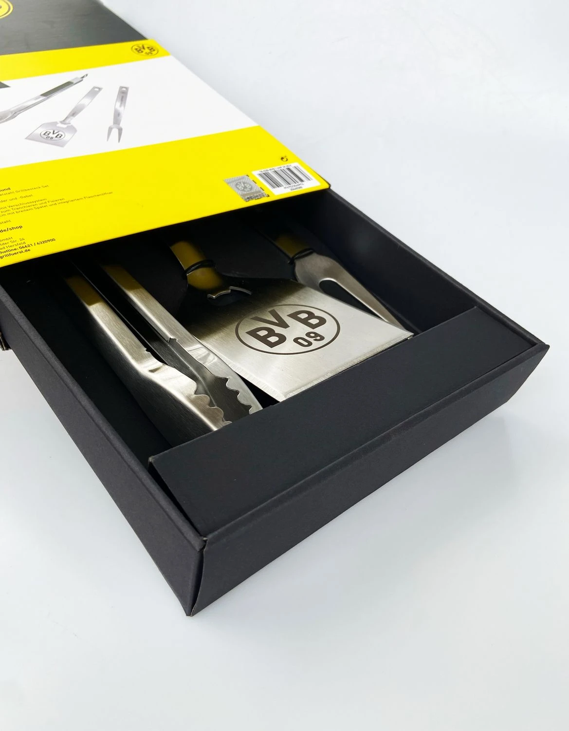 Grillfürst Premium Grillbesteck Set Mit Grillzange, -Wender Und -Gabel - Borussia Dortmund Edition In Geschenkverpackung 3 Grillfürst Premium Grillbesteck Set Mit Grillzange, -Wender Und -Gabel - Borussia Dortmund Edition In Geschenkverpackung