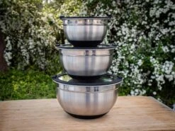 Grillfürst BBQ 3er Edelstahlschüssel Set Mit Glasdeckel -GrillWerk Verkäufe GRillfuerst Edelstahlschuessel Set Groessen Vergleich