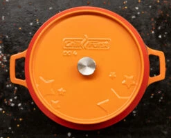 Grillfürst Emaillierter Dutch Oven Ohne Füsse DO4 - Orange -GrillWerk Verkäufe Grillfuerst Dutch Oven DO4 orange Deckel Emaillie