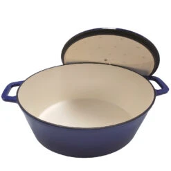 Grillfürst Dutch Oven Sternentöpfchen / Gusseisen Bräter - Emailliert - XL - Blau -GrillWerk Verkäufe Grillfuerst Sternentoepfchen blau Braeter XL 20 093 Deckel offen