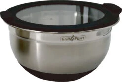 Grillfürst BBQ 3er Edelstahlschüssel Set Mit Glasdeckel -GrillWerk Verkäufe Grillfuerst edelstahl Schuessel klein Glasdeckel