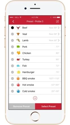 GrillEye Smart Bluetooth Grillthermometer (Grill Eye) -GrillWerk Verkäufe grilleye app grillgut auswahl